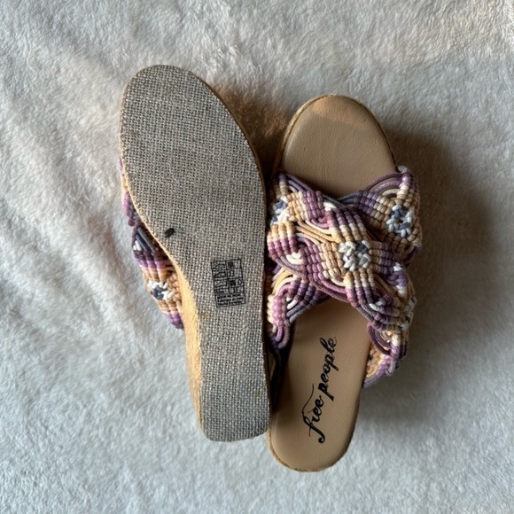 Free People Highline Platform Slide Sandal Size 7 / 37 Purple Tan Corded NEW - Picture 5 of 5